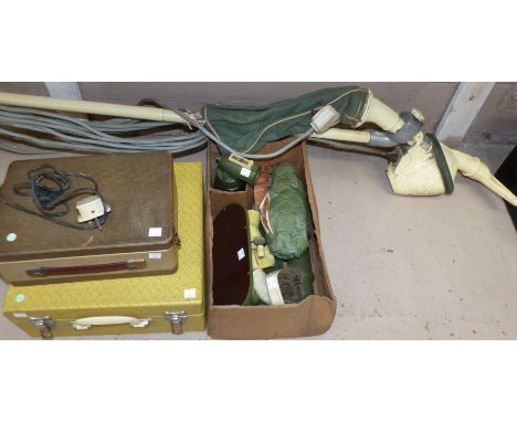 A Vorwerk 'Vacmaster' 1950s vintage vacuum cleaner with tools and accessories, a 1950s Victor mains radio (sold as a collecto