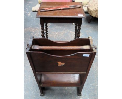 Oak barley twist mag table, magazine stand plus sewing accesory

Both in used condition, unchecked 