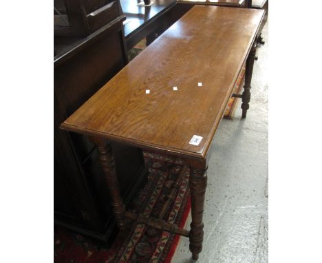 Early 20th Century oak side or console table.(B.P. 24% incl. VAT)   CONDITION REPORT:  Dimensions: 46 x 138 x 73cm approx.