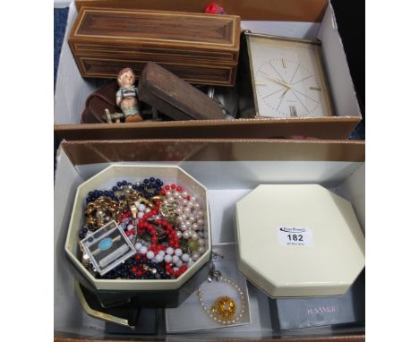 Two boxes of assorted collectables to include: tortoiseshell smoking mixture tin containing assorted buttons; vintage razors;