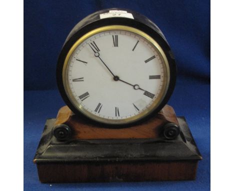 19th Century ebonised wooden drum head mantel clock with French movement, 23cm high approx.(B.P. 24% incl. VAT)
