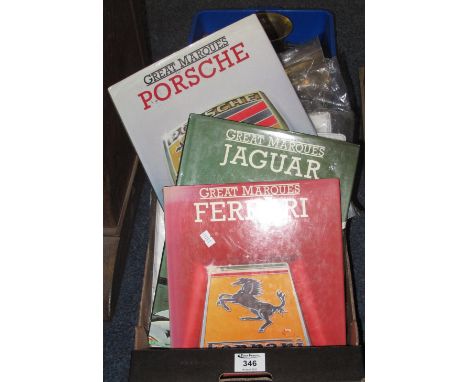 Box of motor racing books to include: 'Great Marques, Jaguar, Ferrari and Porsche', together with two Jaguar XK8 Workshop and