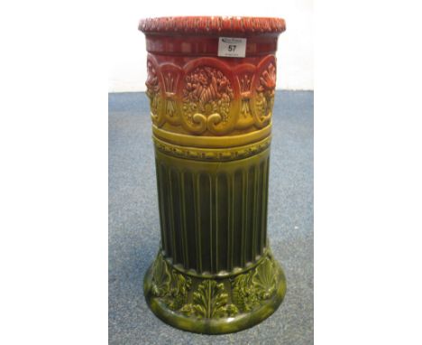 Majolica pottery cylindrical stick stand, 64cm approx.(B.P. 24% incl. VAT)