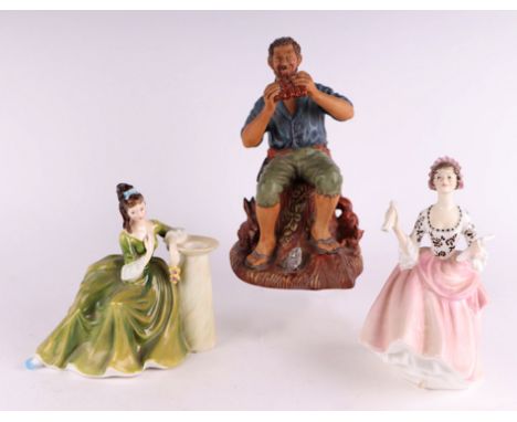 Three Royal Doulton figures, Dream Weaver HN2283; Ballad Seller HN2266; and Secret Thoughts HN2382 (3).Condition ReportAll in
