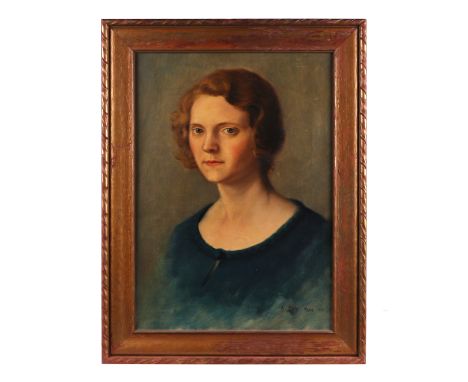 A Bin (Parisian school) - Portrait of a Young Lady - signed & dated 1931 lower right, oil on canvas, framed, 32 by 45cms.