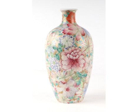 A Chinese millefiori vase with red seal mark to the underside, 22cm high.  Condition Reportgood overall condition