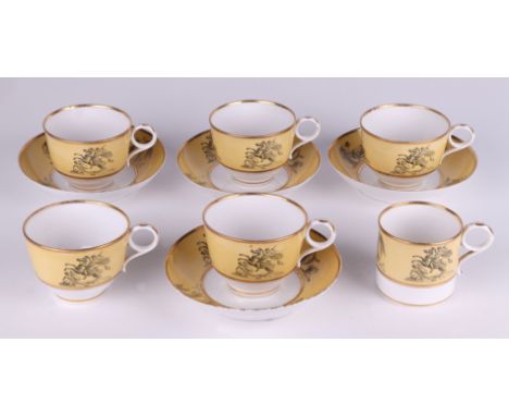 A Barr flight and Barr part tea/ coffee set, decorated Grecian figures on a yellow ground with impressed mark. Condition Repo