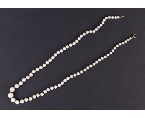 A graduated opal bead necklace, 44cms long, the largest bead approx 8mm diameter (clasp a/f).