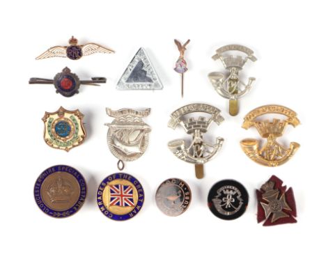 A group of military badges to include POW Association and Gloucestershire Special Constable. 