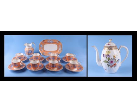 A 19th century Copeland & Garrett late Spode Felspar part tea set, pattern ono. 5381; together with a Dresden style continent