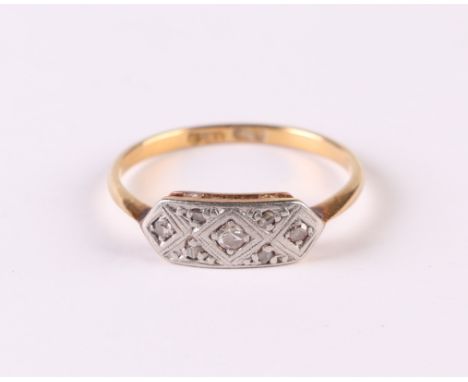 An 18ct gold and platinum diamond set ring, approx UK size N, 2g.Condition ReportSome light surface scratches to the metal.