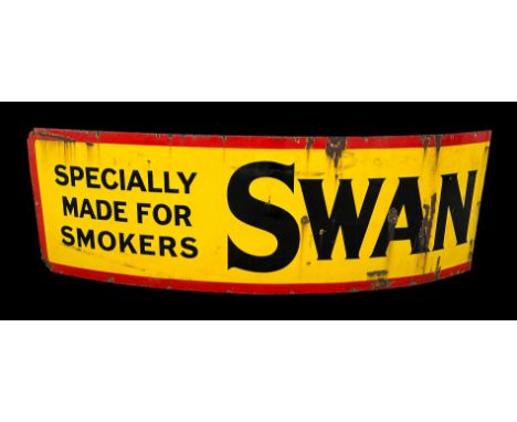A large original enamel advertising sign 'Swan Specifically Made For Smoker's' approx 250 by 68cms.