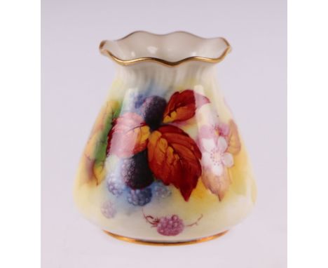 A Royal Worcester vase, model no. G957, decorated with blackberries and signed K Blake, puce date mark for 1934, 8cms high.Co