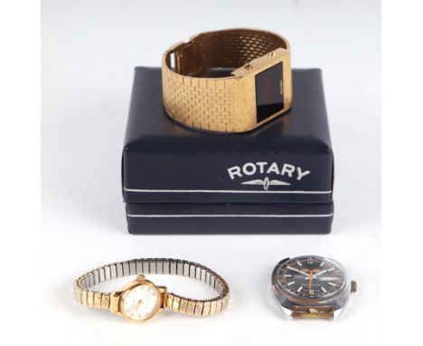 A vintage gentleman's Rotary digital watch, together with a Tegrov watch and a ladies Sekonda watch (3) 