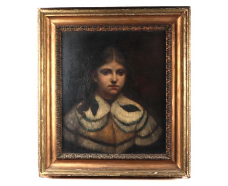 19th century school - Portrait of a Young Girl - oil on canvas, framed & glazed, 43 by 53cms.