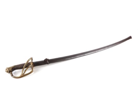 An early 19th century French Napoleonic period 1822 Light Cavalry officers sword. Having a single edged slightly curved blade