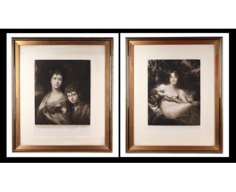 Norman Hirst (1862-1956) after Gainsborough - Miss Linley and her Brother - monochrome print, signed in pencil to the margin,