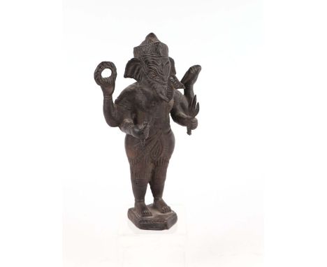 An Indian bronze figure depicting Ganesh, 22cms high.