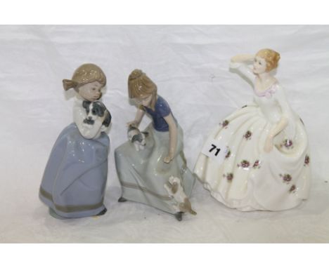 Royal Doulton figure, Maureen HN 2481 also two Nao girls (3)