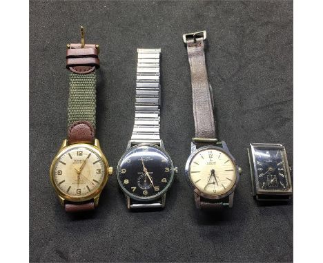 Collection of 4 Vintage Wristwatches includes black faced Stuag,marquis, etc 