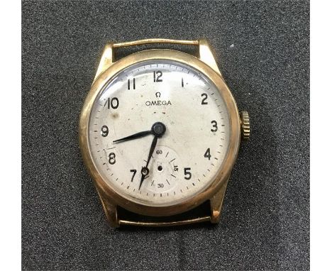 Vintage 9ct Gold Omega Wristwatch hallmarked Dennison case watch ticking but no warrenty given missing second hand measures n