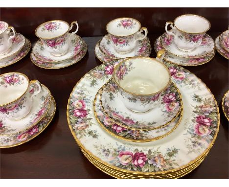 Royal Albert Autumn Roses Part tea & Dinner Service includes 6 large dinner plates & plates cups and saucers 