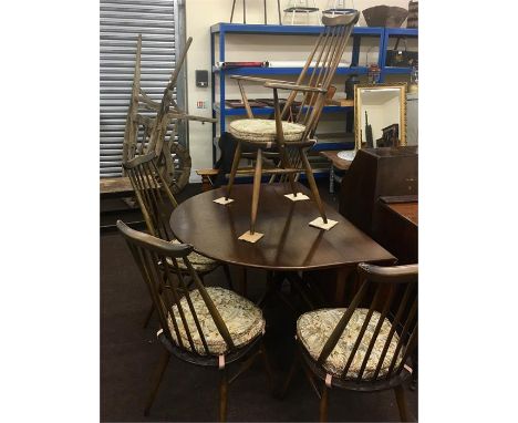 Ercol gateleg table, 4 chairs (one being a carver)