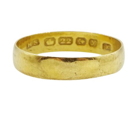 Early 20th century 22ct gold wedding band, Birmingham 1923 Condition Report:Approx 2.65gm, size Q-R, band depth = 4mm