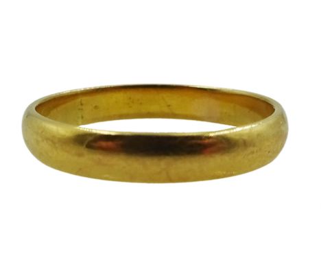 Early 20th century 22ct gold wedding band, makers mark SH (probably Samuel Hope) Birmingham 1928Condition Report:Approx 4.15g