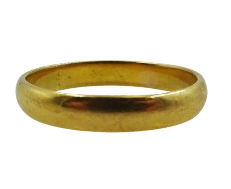 Early 20th century 22ct gold wedding band, makers mark SH (probably Samuel Hope) Birmingham 1928Condition Report:Approx 4.15g