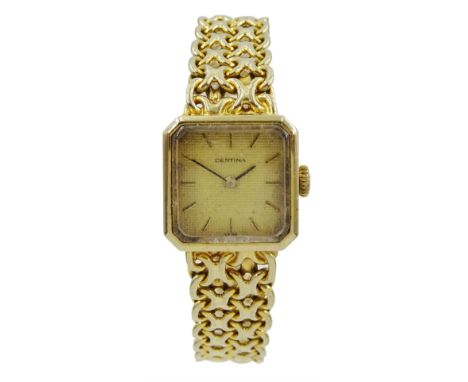 Certina 9ct gold ladies manual wind bracelet wristwatch, London import marks 1978Condition Report:Approx 27.15gm (excluding m