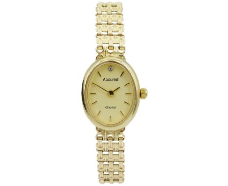 Accurist 9ct gold quartz bracelet wristwatch, hallmarked, boxed with papersCondition Report:Approx 13.45gm gross bracelet als