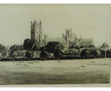 Cathedral Scene Framed engraved print, signed indistinctly,  in a glazed frame, 38 x 29cm 