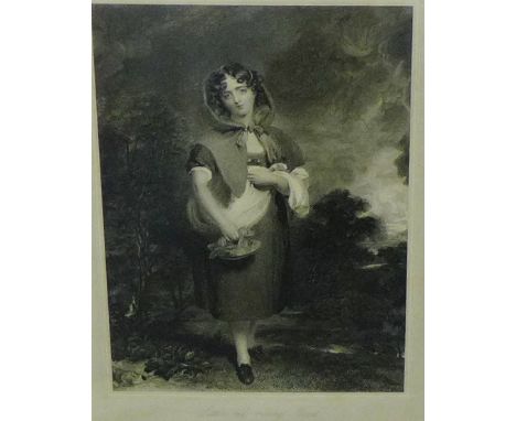 After Sir Thomas Lawrence 'Little Red Riding Hood',  Engraved print, in a glazed and gilt wood frame, 27 x 36cm
