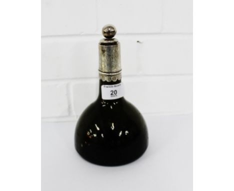 Victorian silver mounted Dutch green glass gin decanter and stopper, bearing makers marks for Hamilton & Inches, Edinburgh 18