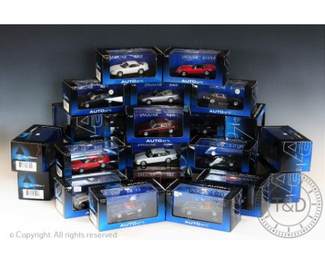 Twenty two boxed 1:43 scale diecast Auto Art models of Jaguars (22)