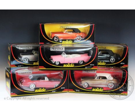 Seven boxed Solido Prestige large scale models, comprising, Bentley 8007x4, Rolls Royce 8006x2 and Cadillac Eldorado 8011 (7)