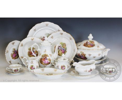 A West German porcelain Winterling large dinner and tea service, comprising: twenty four dinner plates, twelve side plates, t