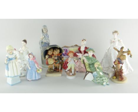 ASSORTED COLLECTABLE FIGURINES to include Royal Doulton, Lladro, Hummel, Royal Worcester ETC (10)