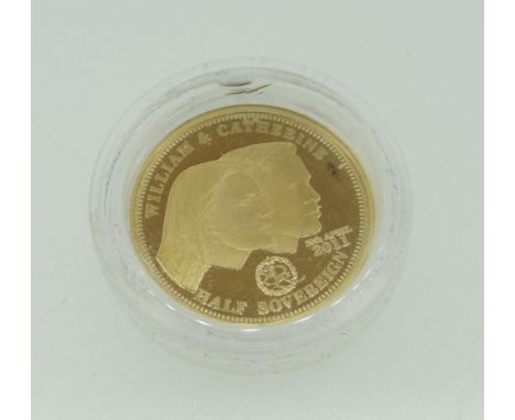 PRINCE WILLIAM &amp; CATHERINE MIDDLETON DOUBLE PORTRAIT GOLD HALF SOVEREIGN, limited edition of 353 struck on 29th April 201