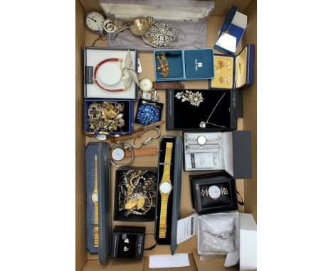 Collection of wristwatches including Zeon, Accurist, Oris, Smith and Sekonda and collection of costume jewellery including br