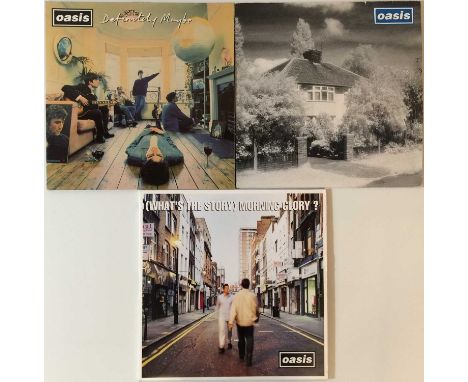 A quality pack of 2 studio LPs and 1 12" single by Oasis. Titles include Definitely Maybe (CRE LP 169, UK 1994 pressing, all 