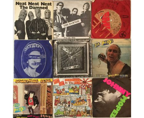 A super selection of 9 7" punk singles. Artists/ titles include The Damned inc Neat Neat Neat (BUY 10, UK pressing, A1 A PORK