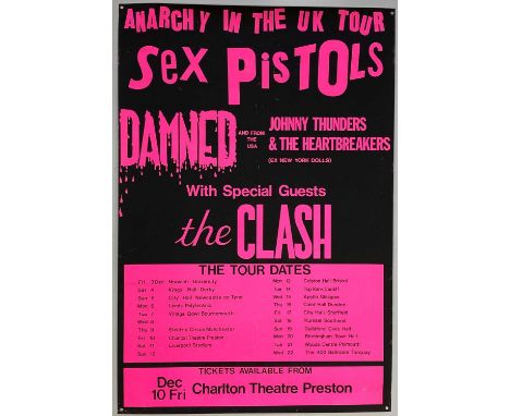 A fantastic example of an original tour listing poster for the Sex Pistols ill-fated 1976 'Anarchy' tour. This example was is