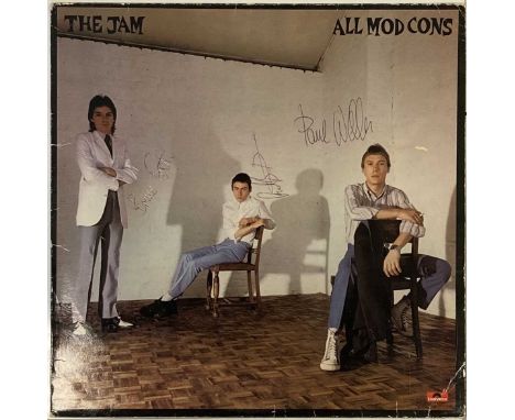 A copy of The Jam - All Mod Cons (POLD5008) signed to front of sleeve by Paul Weller, Rick Buckler, Bruce Foxton. A note incl