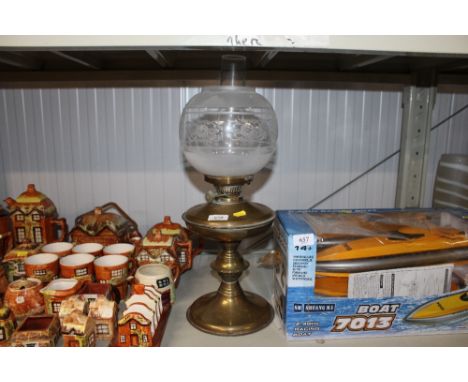 A brass oil lamp