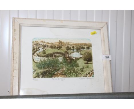 Glynn Thomas, original copper plate etching of Fenn Bridge 59 /150