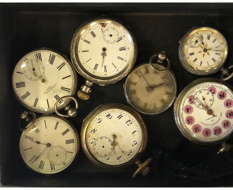 A Swiss chromium plated pocket watch, the Roskopf Patent 12-ruby movement with enamelled dial, to/w six various Continental w