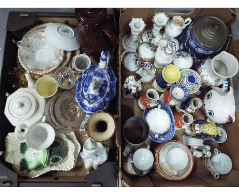 A mixed lot, predominantly ceramics to include Doulton Burslem twin handled cup, Adams Tunstall Jasperware biscuit barrel, Ja