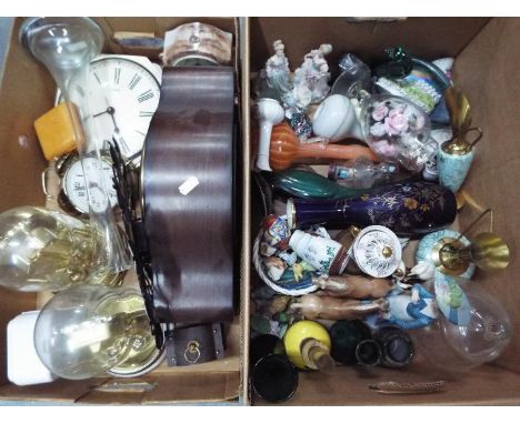 A mixed lot to include ornamental ware, glassware, ceramics, a collection of clocks with various designs including a vintage 